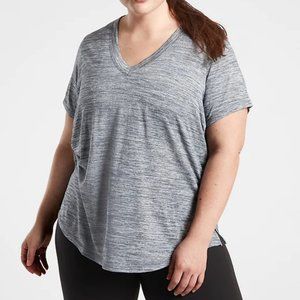 NWOT Athleta Breezy Scoop V Tee Shirt Sz 2X Flint Gray Modal Blend Short Sleeve